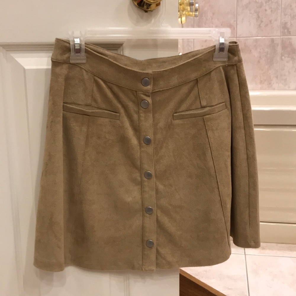 Button up suede skirt